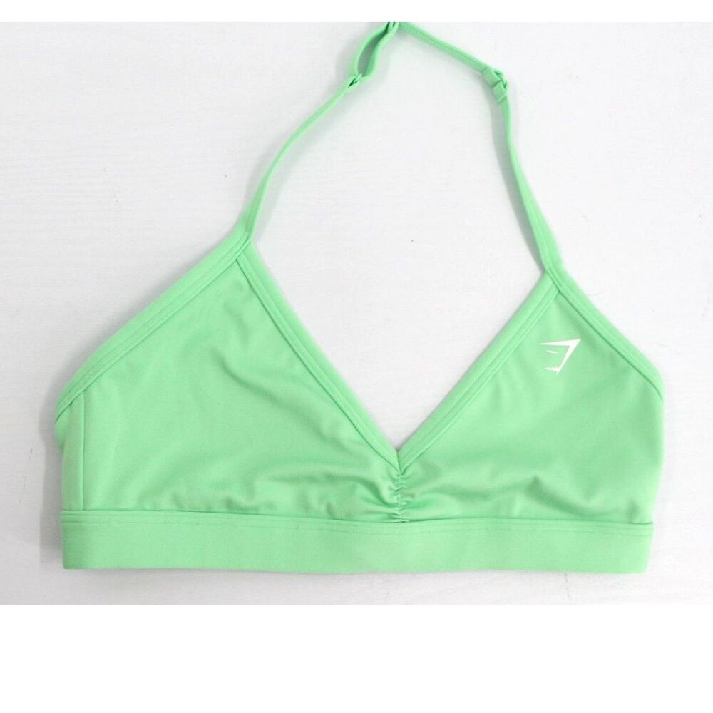 Gymshark Womens Light Support Minimal Halterneck Bra Size Small Neon Green